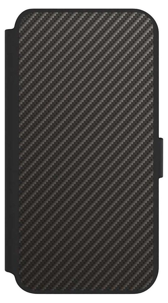 NIVOCASE Klapphülle für Samsung Galaxy S23+ Handyhülle aus Kunst Leder NIVOflip schwarz Carbon Metallic Look Muster