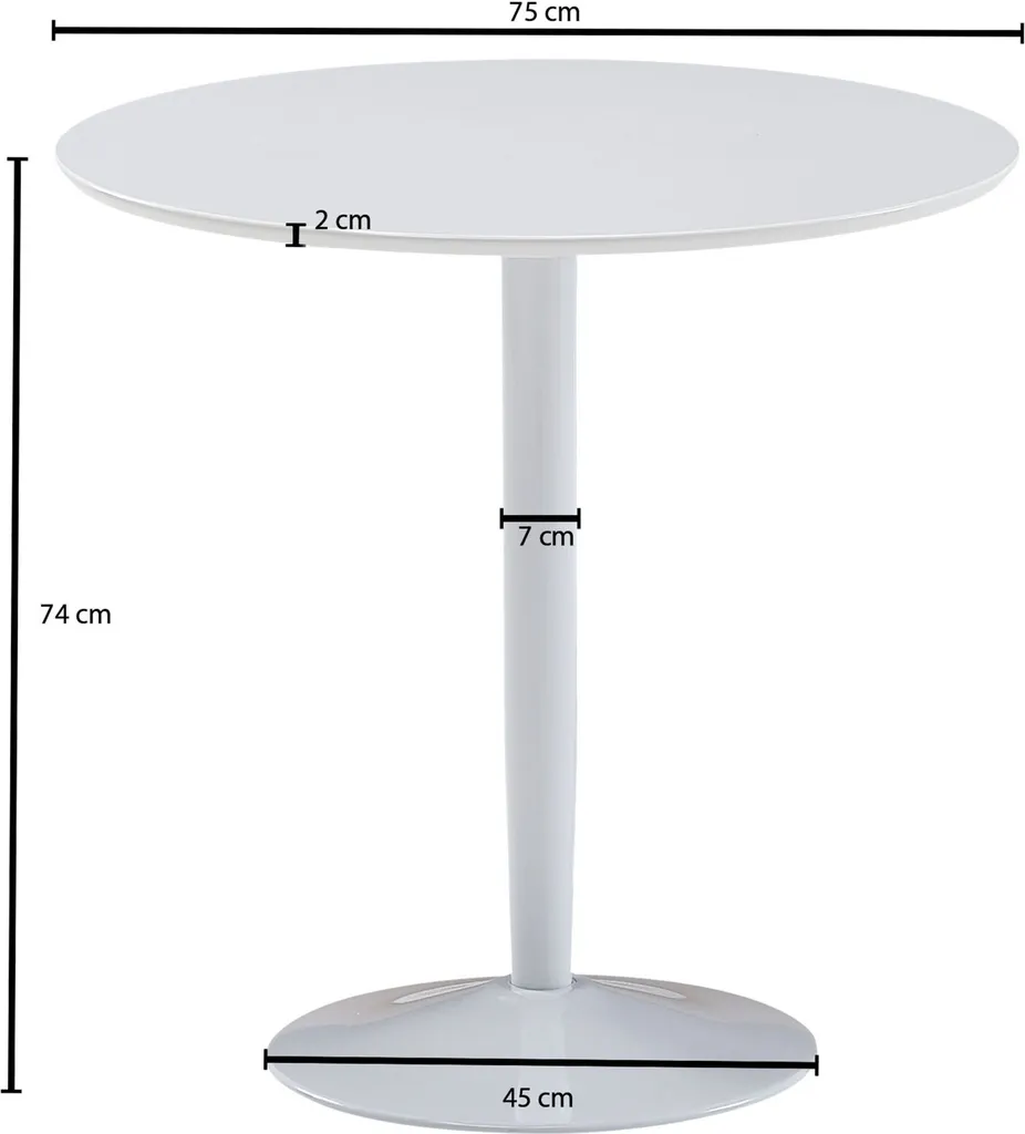 Tavolo Rotondo Wohnling 75x75 Bianco Lucido | Tavolo Cucina Piccolo - 3