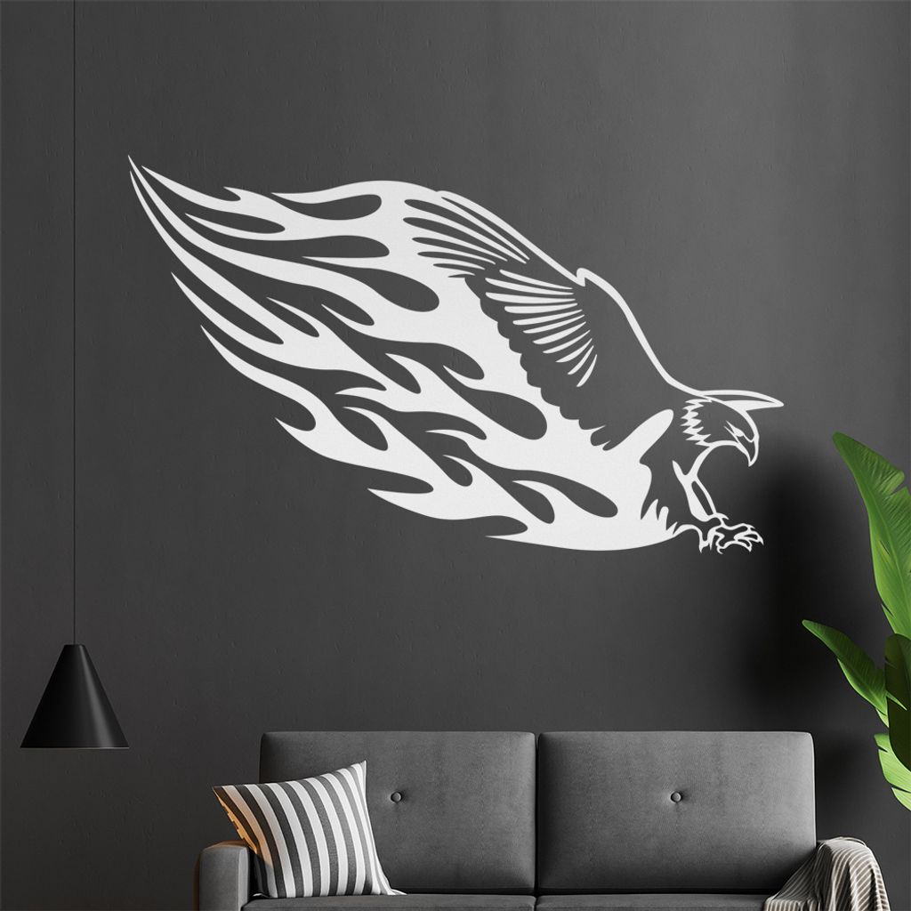 Flammen Adler Wandtattoo in 6 Größen - Wandaufkleber Wall Sticker - Dekoration, Küche, Wohnzimmer, Schlafzimmer, Badezimmer