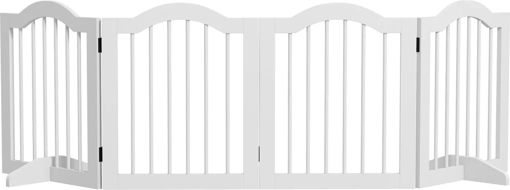Barrière pour chien pliable 4 volets en bois blanc pour les escaliers