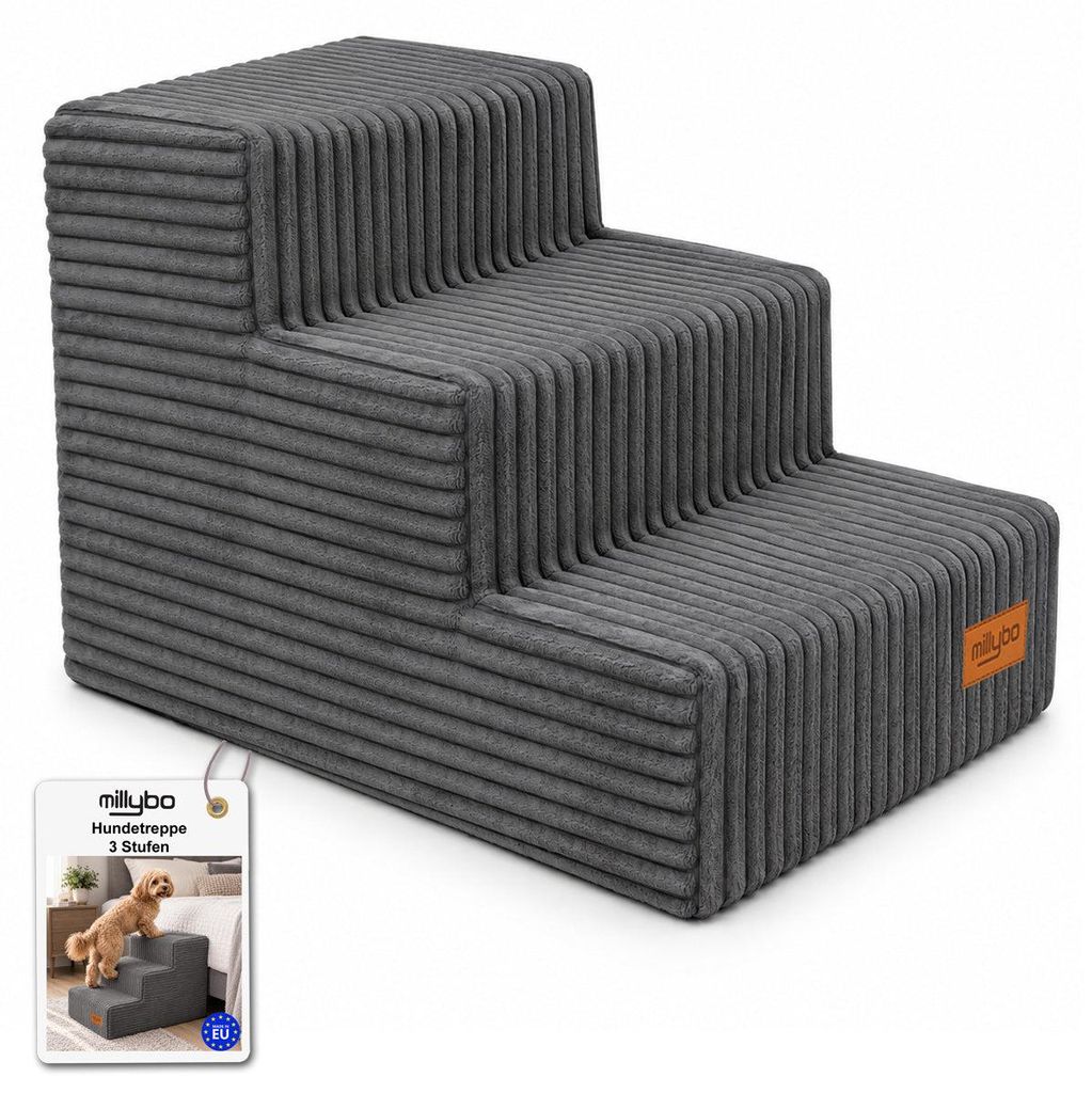 MILLYBO Hundetreppe aus Cord – Haustiertreppe für Hunde & Produktbild 