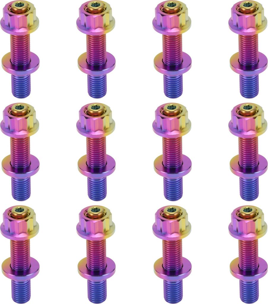 12 Set Titanlegierung Auspuffkrümmer Schraube M10 X 54mm Steigung 1.25 Auspuffkrümmer Bolzen Kit Schrauben Muttern Unterlegscheiben Mehrfarbig