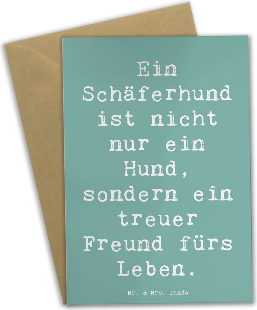 Mr. & Mrs. Panda Grußkarte Spruch Schäferhund Freund - Meeresbrise - Geschenk, Hund, osterkarte, einladungskarten, osterkarten, Grußkarten, treu...