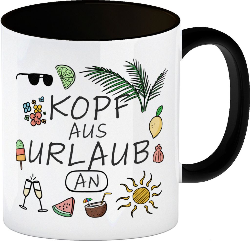 Kopf aus Urlaub an Kaffeebecher Schwarz für den Sommer