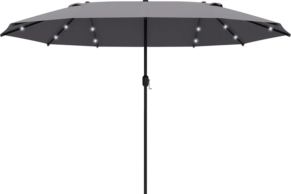 Parasol Fortuna Lai 440x260 cm avec LED - Parasol double ovale gris foncé