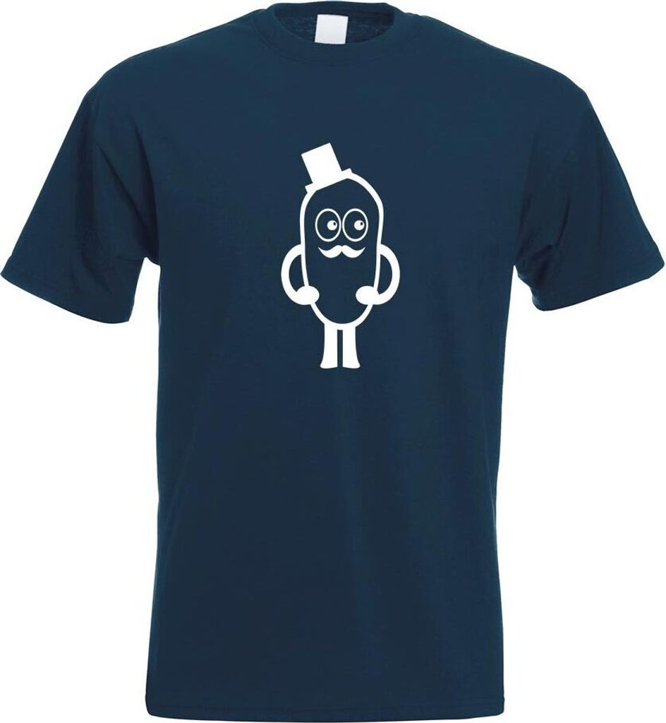 Kiwistar - T-Shirt - Navy - Mr. Mustache Motiv Bedruckt Funshirt Design Print - mit Motiv Bedruckt - Funshirt Design - Sport - Freizeit - Herren - L