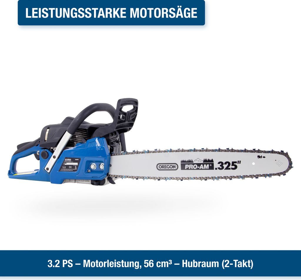 HYUNDAI Benzin Kettensäge CS5620G (20" OREGON Schwert und Produktbild 