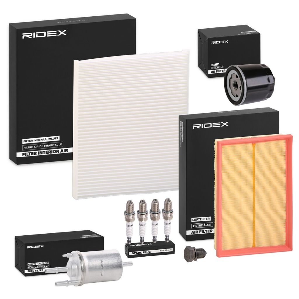 RIDEX Inspektionspaket Filterset für VW POLO (9N) für SKODA Fabia I Combi (6Y5) FABIA (6Y2) FABIA Stufenheck (6Y3) Fabia I Praktik (6Y5) für SEAT