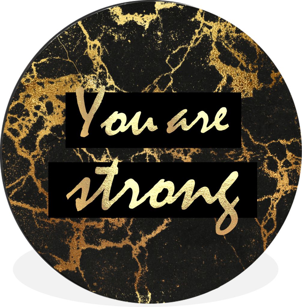 MuchoWow Aluminium Wandkreis Zitat - Motivation - Gold - Marmor Ø 60 cm Wanddeko Modern Wohnzimmer - Wand Kreis - Wandbild - Schlafzimmer - Alum...