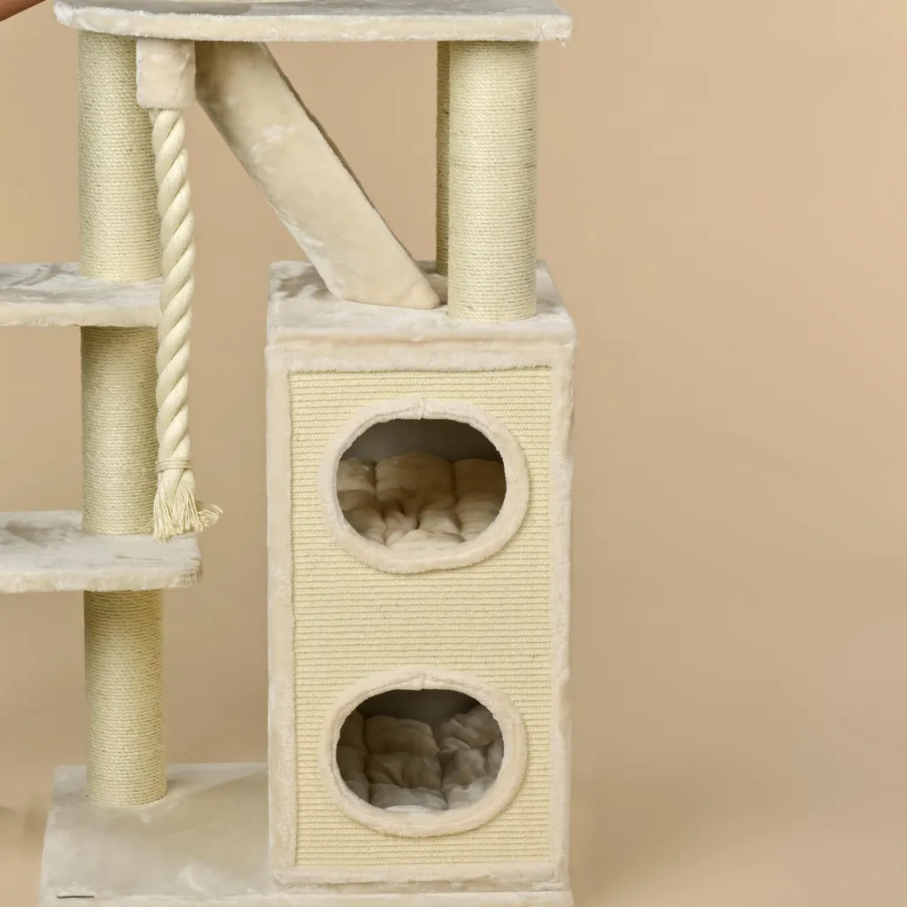 Arbre à Chat XXL pour Grand Chat Maine Coon - Maison Cat Penthouse Beige - 7