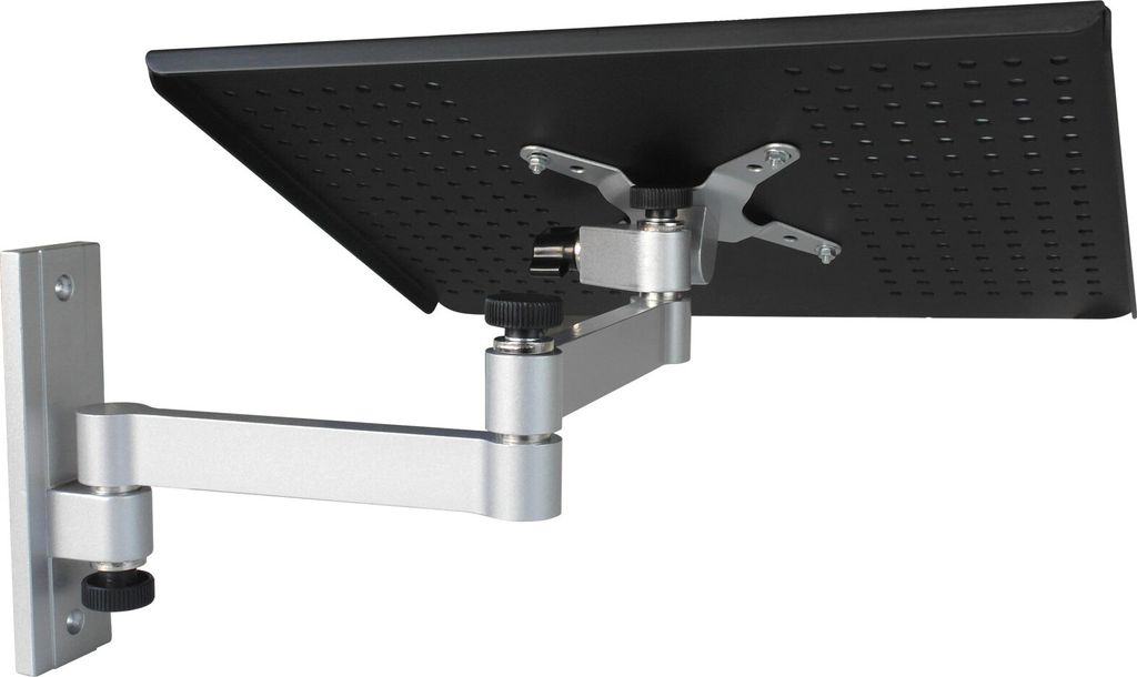 Laptop Wandhalterung Universal Notebook Halterung silber - schwenkbar neigbar ausziehbar - mit Tablet Adapter Ablage Auflage schwarz Modell: L52S-APB