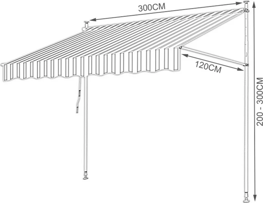 Tenda da sole SWANEW resistente ai raggi UV e all'acqua, retrattile 3M, gialla e bianca - 2