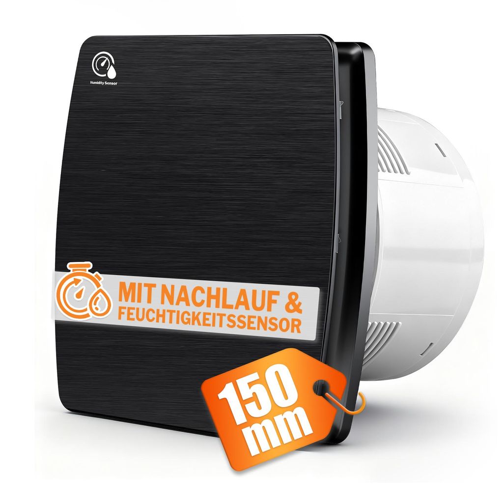 6"/18W Wandventilator 240m³/h Abluftventilator mit Feuchtesensor Nachlauf Rückstauklappe 35db Entfeuchtung Lüftung für Bad Küche Garage Lager ...