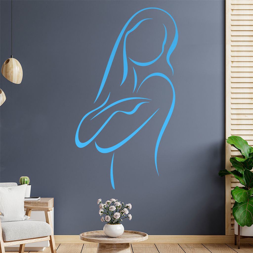 Frau sich umarmend - Linien Wandtattoo in 6 Größen - Wandaufkleber Wall Sticker - Dekoration, Küche, Wohnzimmer, Schlafzimmer, Badezimmer