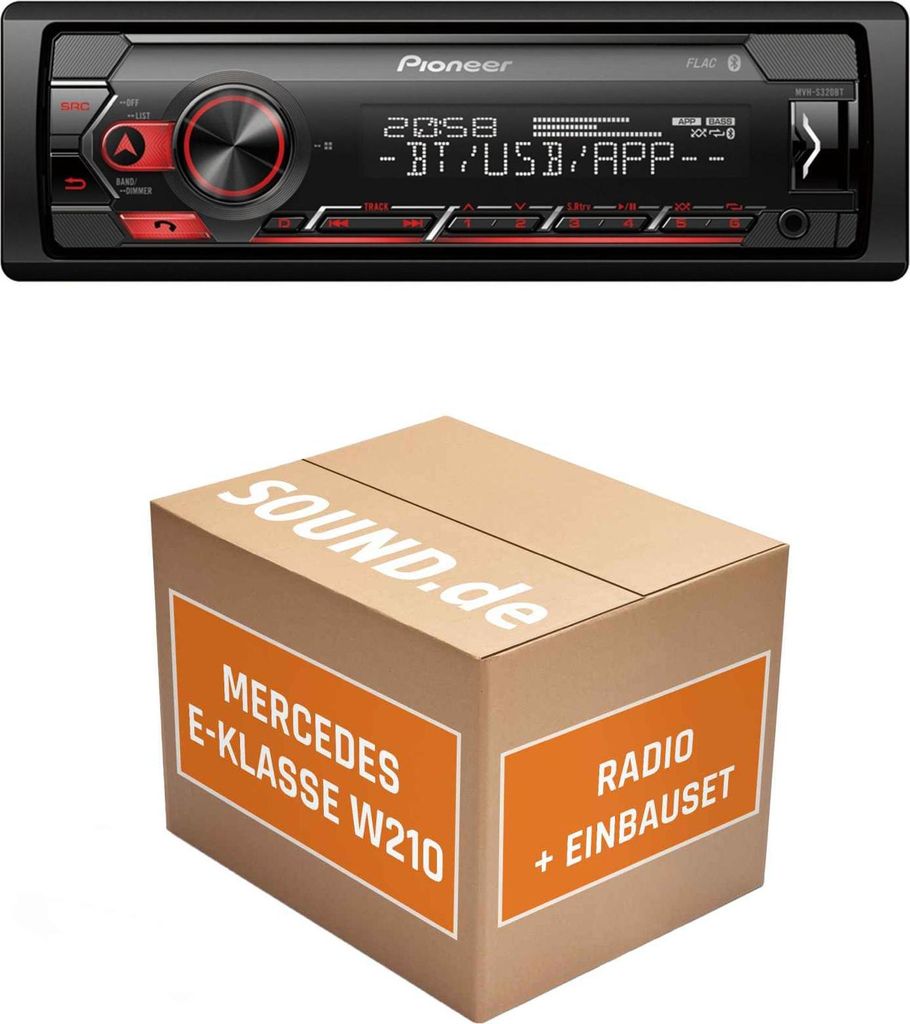 Autoradio Einbaupaket Pioneer MVH-S320BT passend für Mercedes E-Klasse W210 MoPf | Bluetooth USB