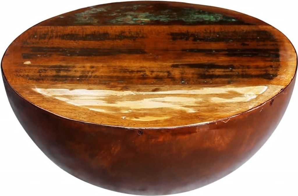 Couchtisch Schalenform mit Stahlboden Altholz Massiv