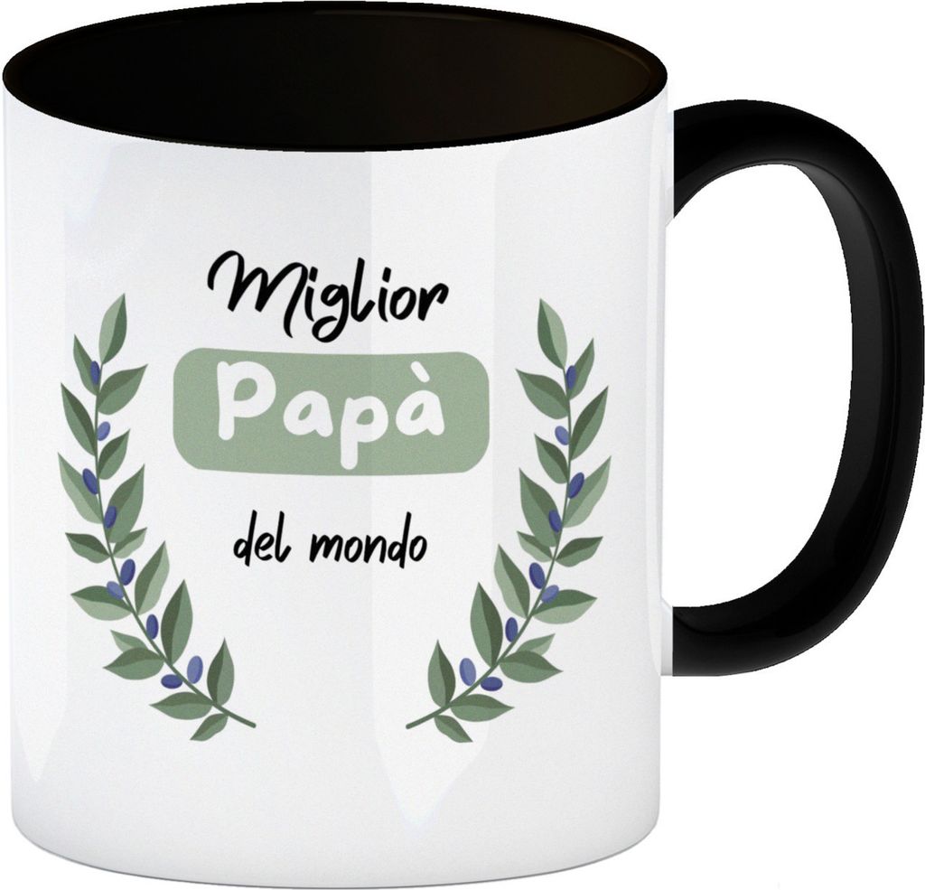 Miglior Papa del mondo Kaffeebecher mit Innenseite und Produktbild 