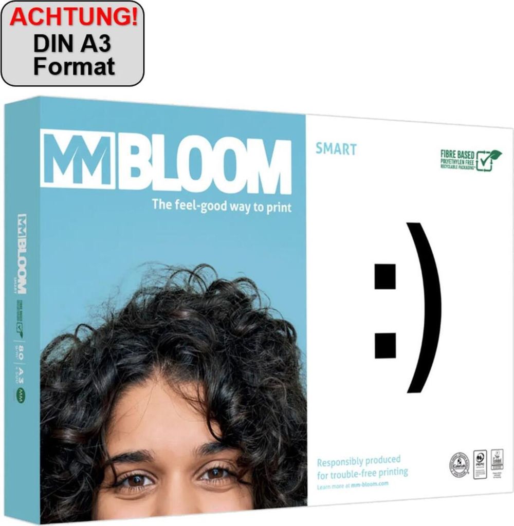 Kopierpapier Bloom Smart DIN A4, 80g/qm, weiß, Weißegrad Produktbild 