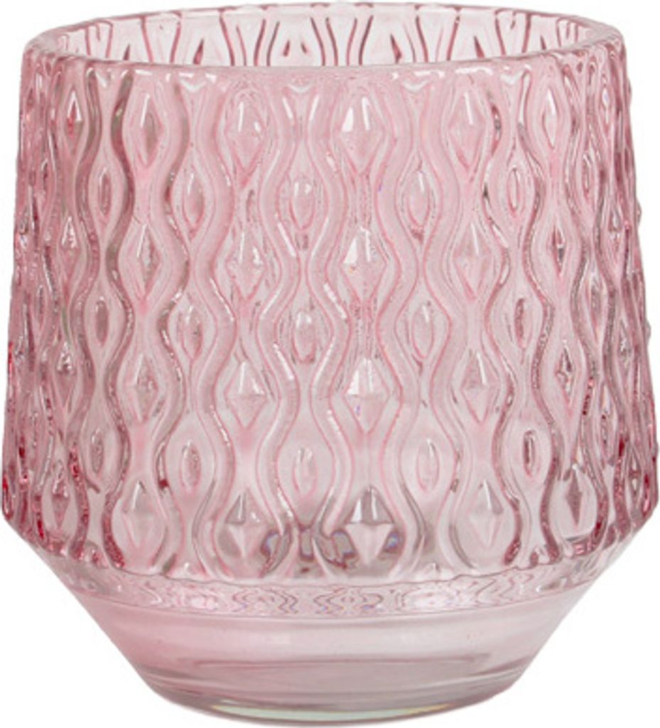 Glas Windlicht Vintage, konisch, Retro in Rosa, 80 mm Produktbild 1