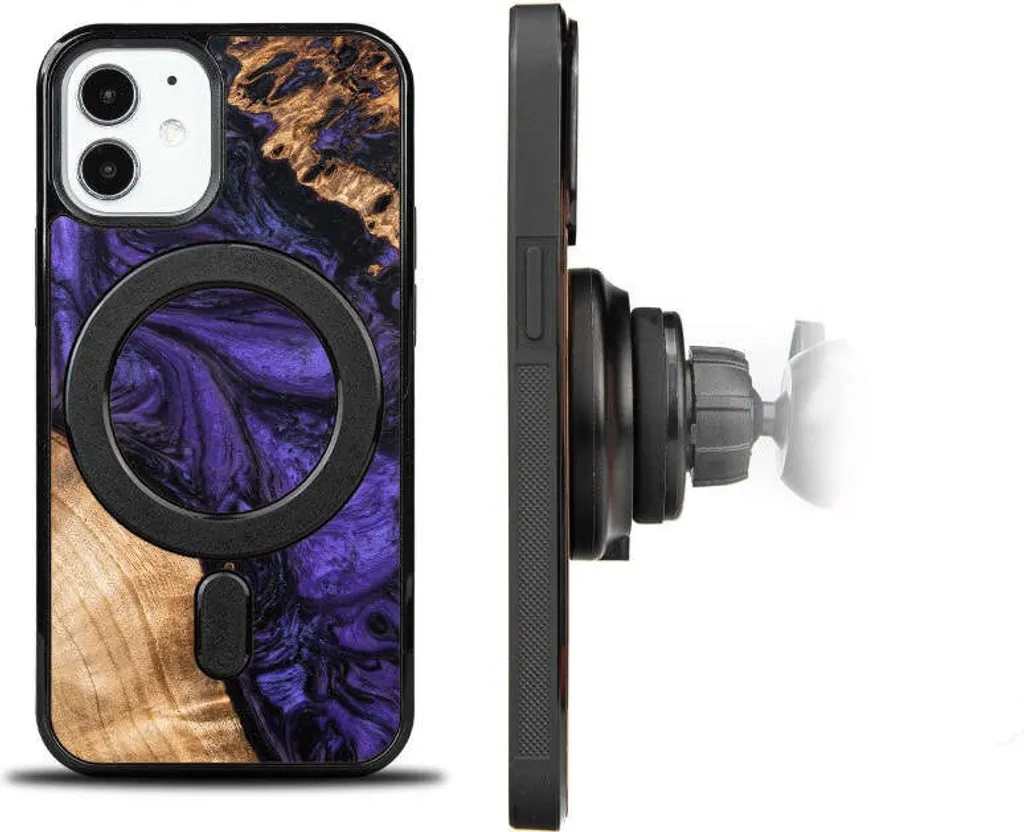 Carveit Custodia per iPhone 12 Cover avec Magnetico Case Legno Unique [Ciliegia Legno] Ricarica Compatibile con 12 MagSafe Custodia Paraurti Robusto TPU (Thors martella
