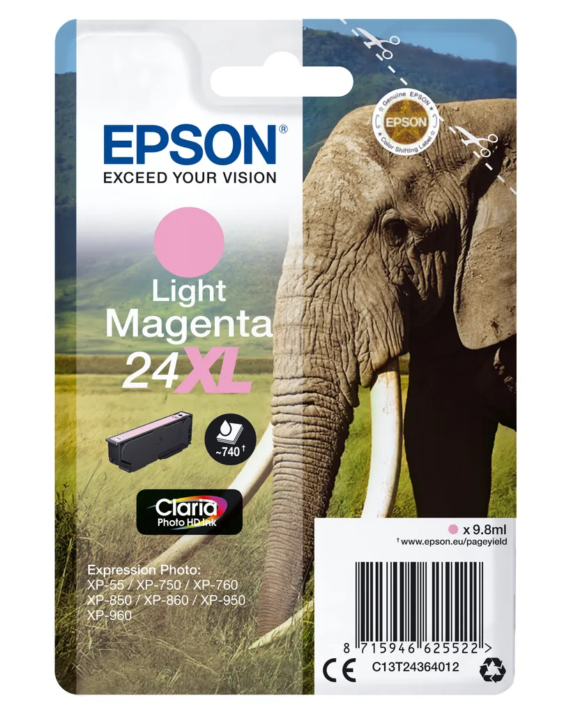 Cartuccia Epson 24XL Magenta Chiaro Originale T2436 - Foto HD 9,8ml