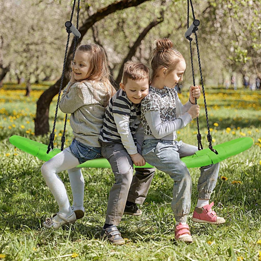 Nestschaukel Kinder Baumschaukel mit 100-180cm verstellbaren Seil Hängeschaukel Grün 123x45cm