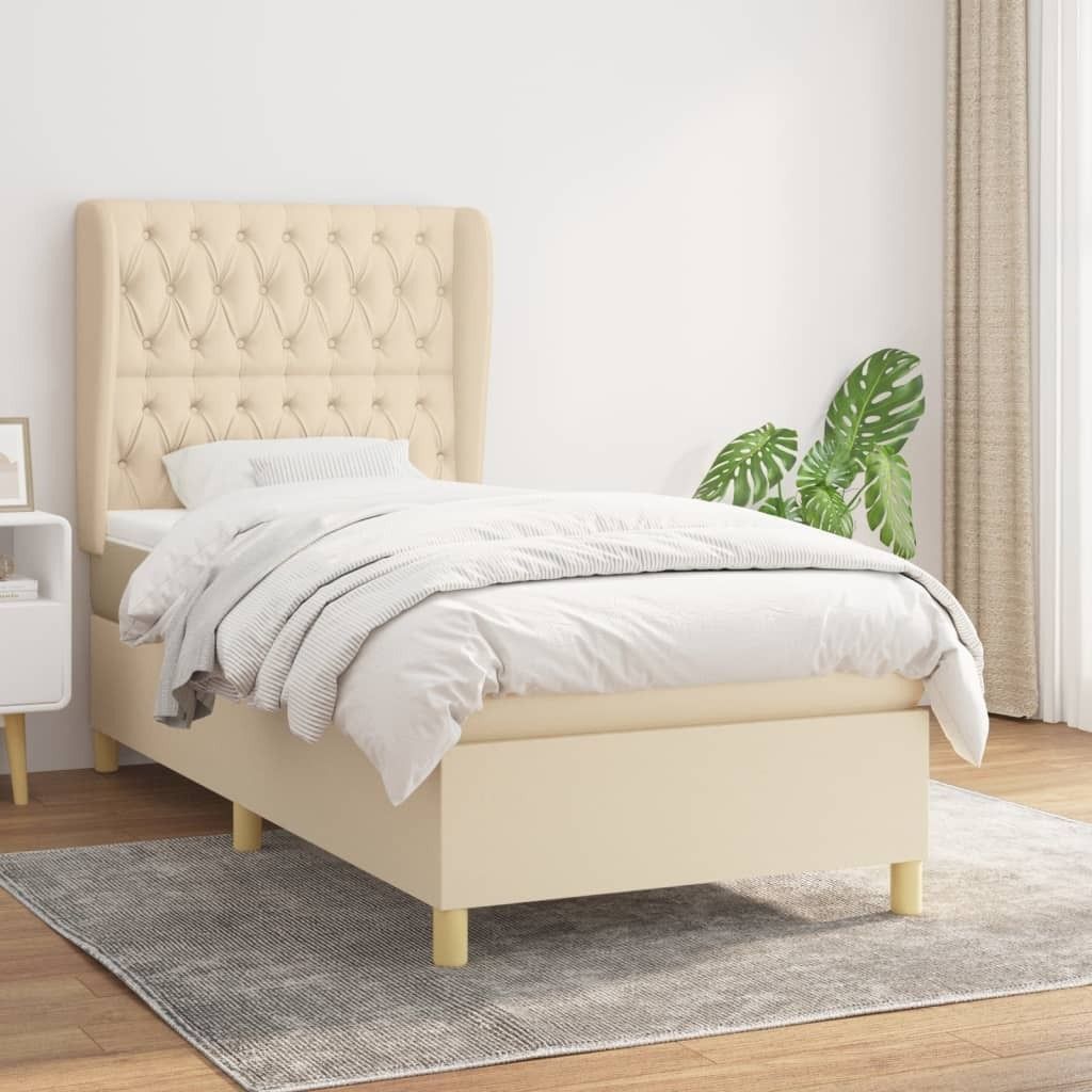 Maison Exclusive - Boxspringbett mit Matratze Creme 90x190 cm Stoff