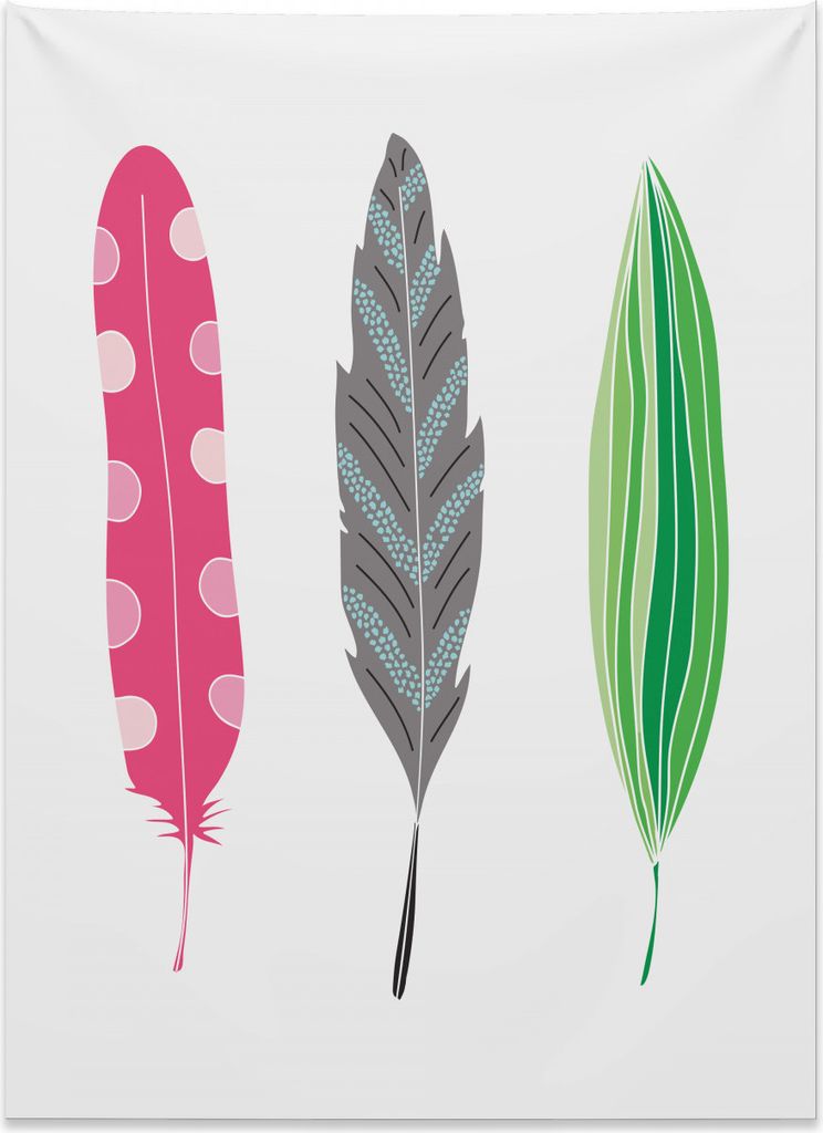 Abakuhaus Feder Wandteppich, Funky Skizzieren Drei Plumes aus Weiches Mikrofaser Stoff Kein Verblassen Klare Farben Waschbar, 110 x 150 cm, Mehrfarbig