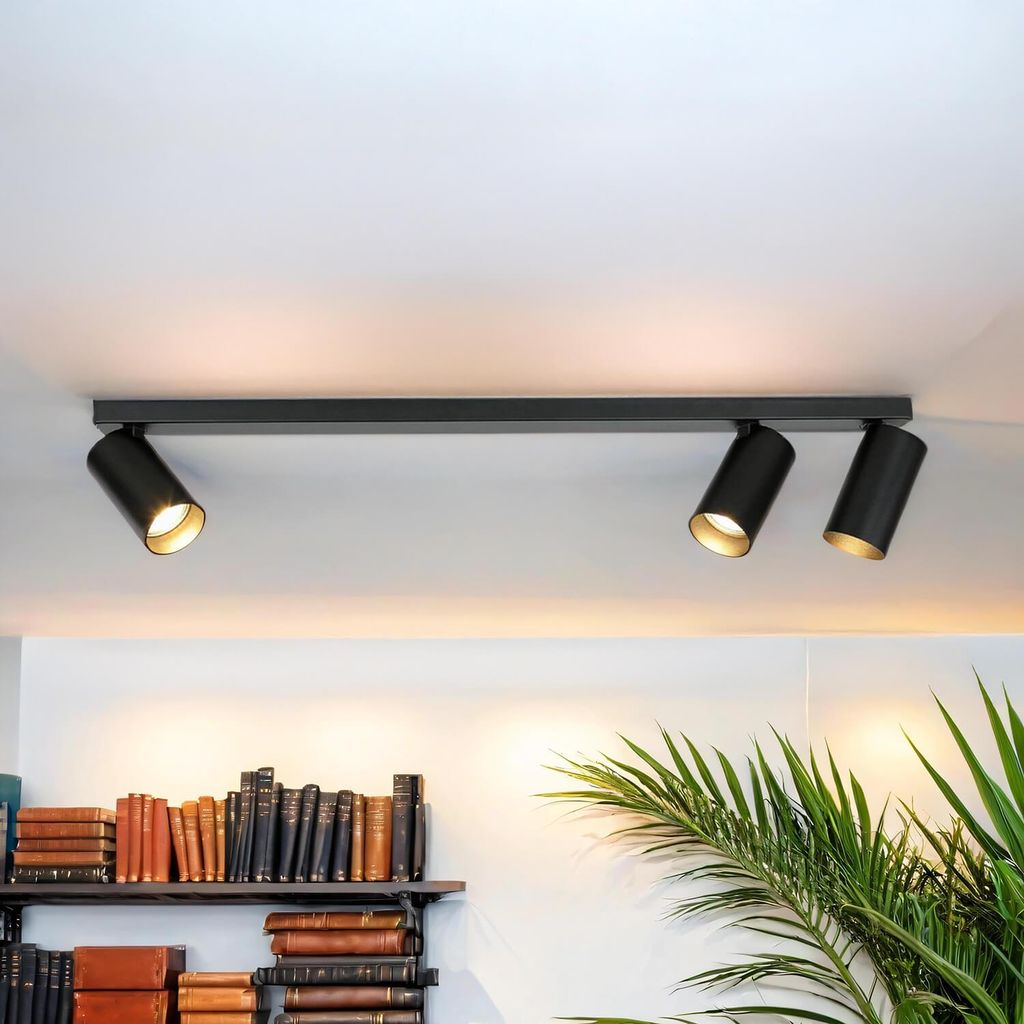 Spot Lampe Metall GU10 verstellbar Schwarz 3-flammig länglich Modern Strahler