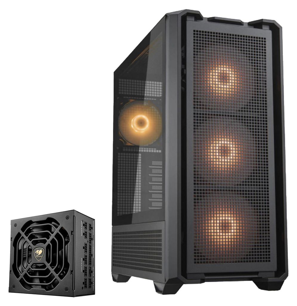 COUGAR Gaming-Gehäuse MX600 Full-Tower schwarz ARGB USB Type-C x1, USB-A 3.0 x2 + Netzteil GR 1000 80+ Gold vorinstalliert