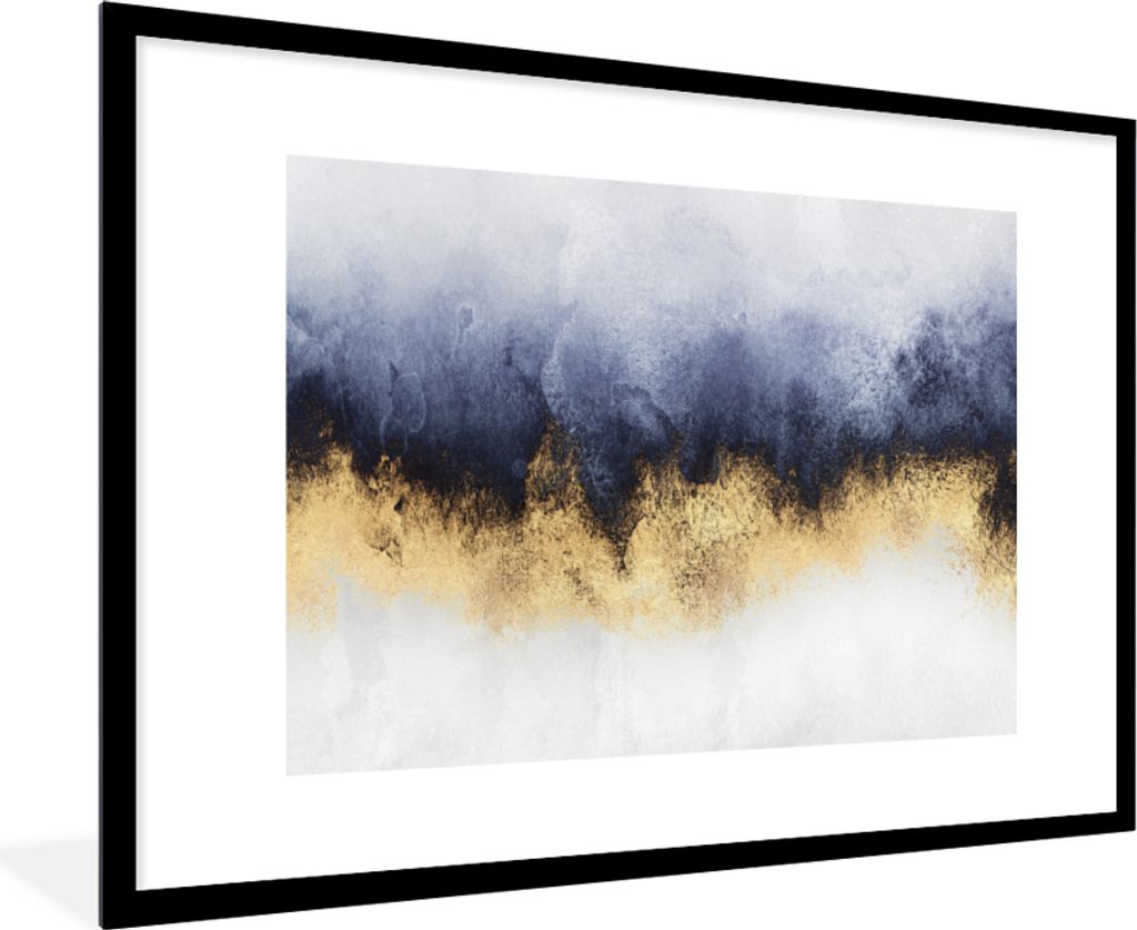 MuchoWow Gerahmtes Poster Abstrakt - Gold - Luxus 90x60 cm - Poster mit Schwarzem Bilderrahmen Wandposter Rahmen Foto Bilder - Wanddekoration - F...
