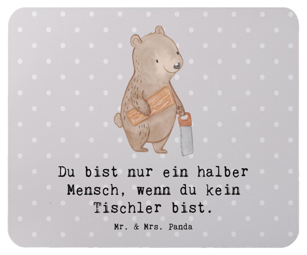 Mr. & Mrs. Panda Mauspad Tischler Herz - Grau Pastell - Produktbild 