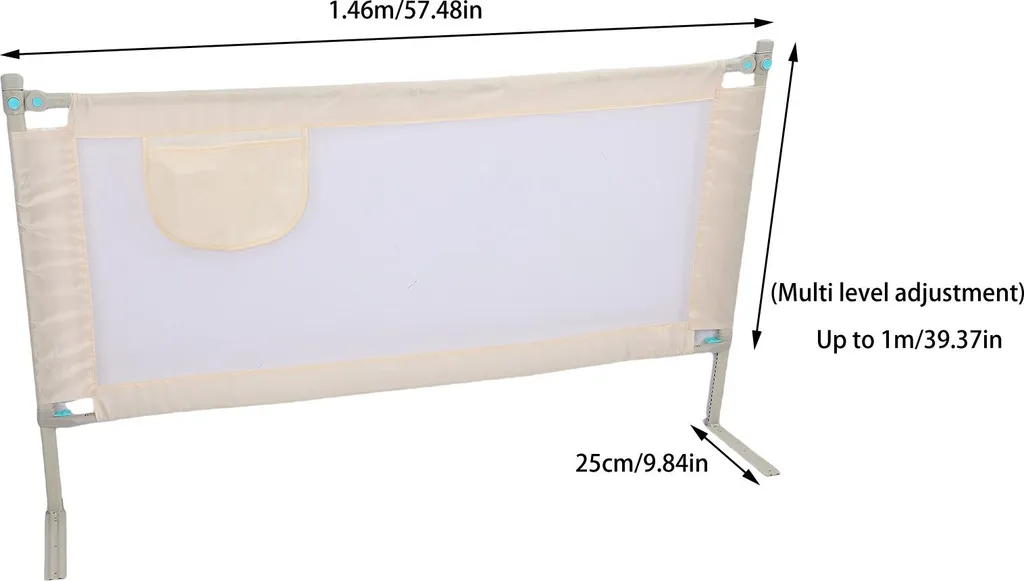 Barrière de lit bébé beige levable verticalement avec boucle de sécurité - 3