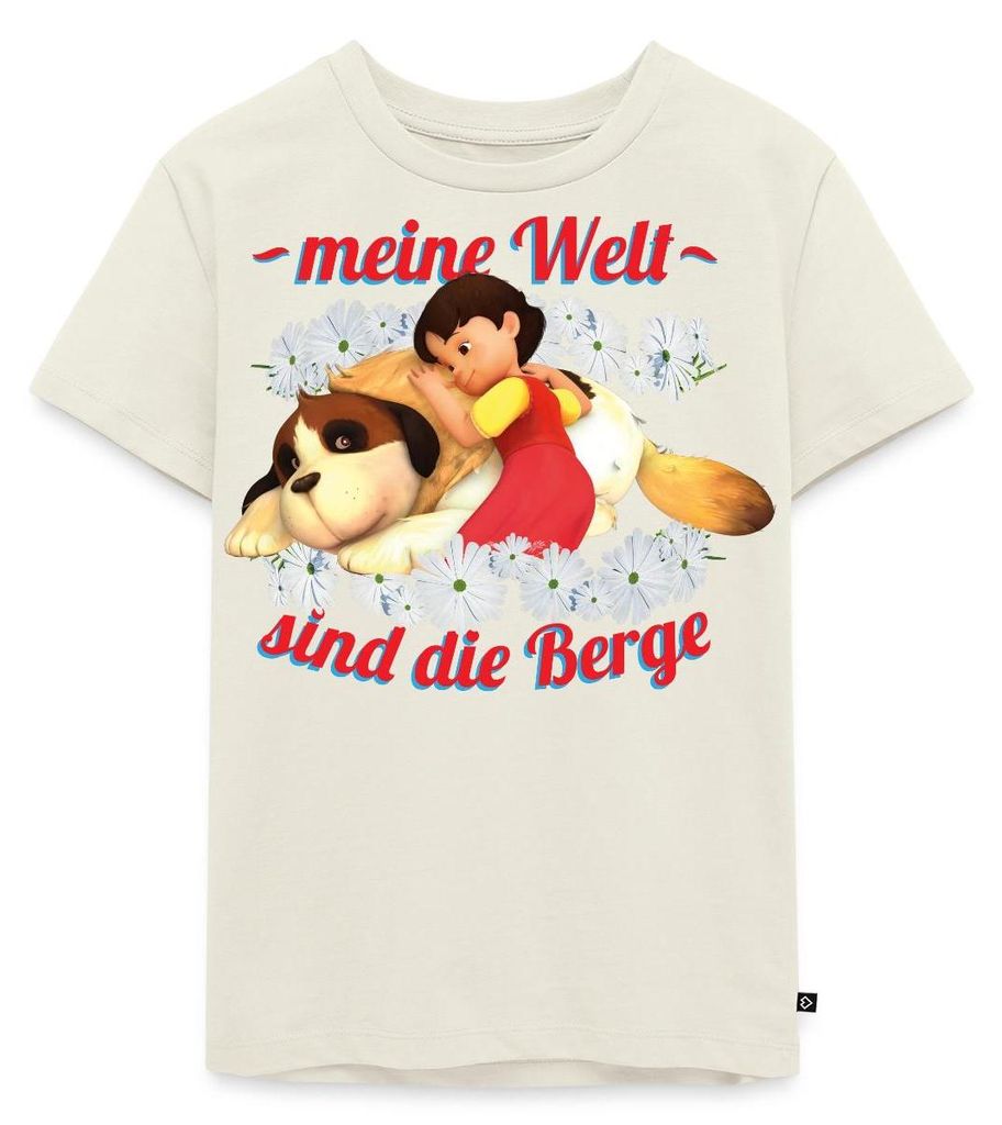 Spreadshirt Heidi Meine Welt Sind Die Berge Spruch Kinder Premium T-Shirt, 98/104 (2 Jahre), Naturweiß