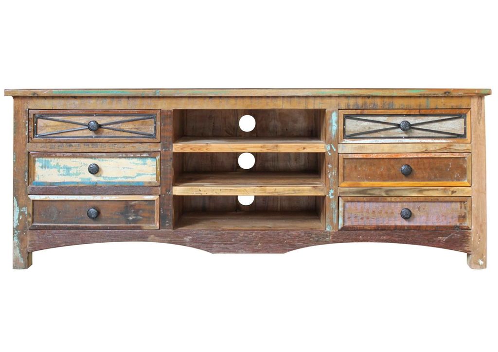 MASSIVMOEBEL24 TV-Board Altholz 160x45x60 mehrfarbig lackiert NATURE OF SPIRIT #16