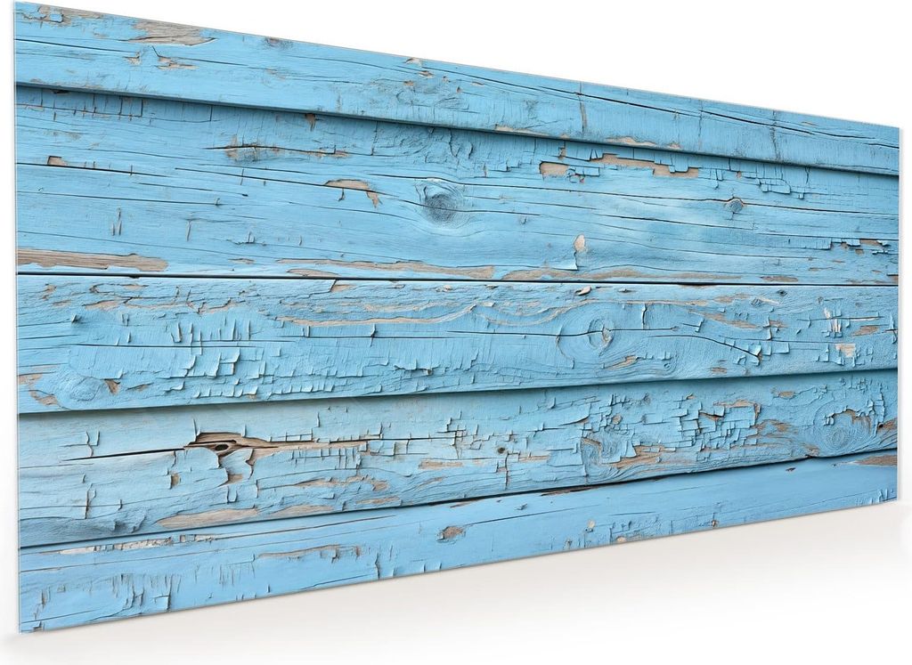 Küchenrückwand Spritzschutz Glas mit Motiv Altes Holzblau 40 x 40 cm