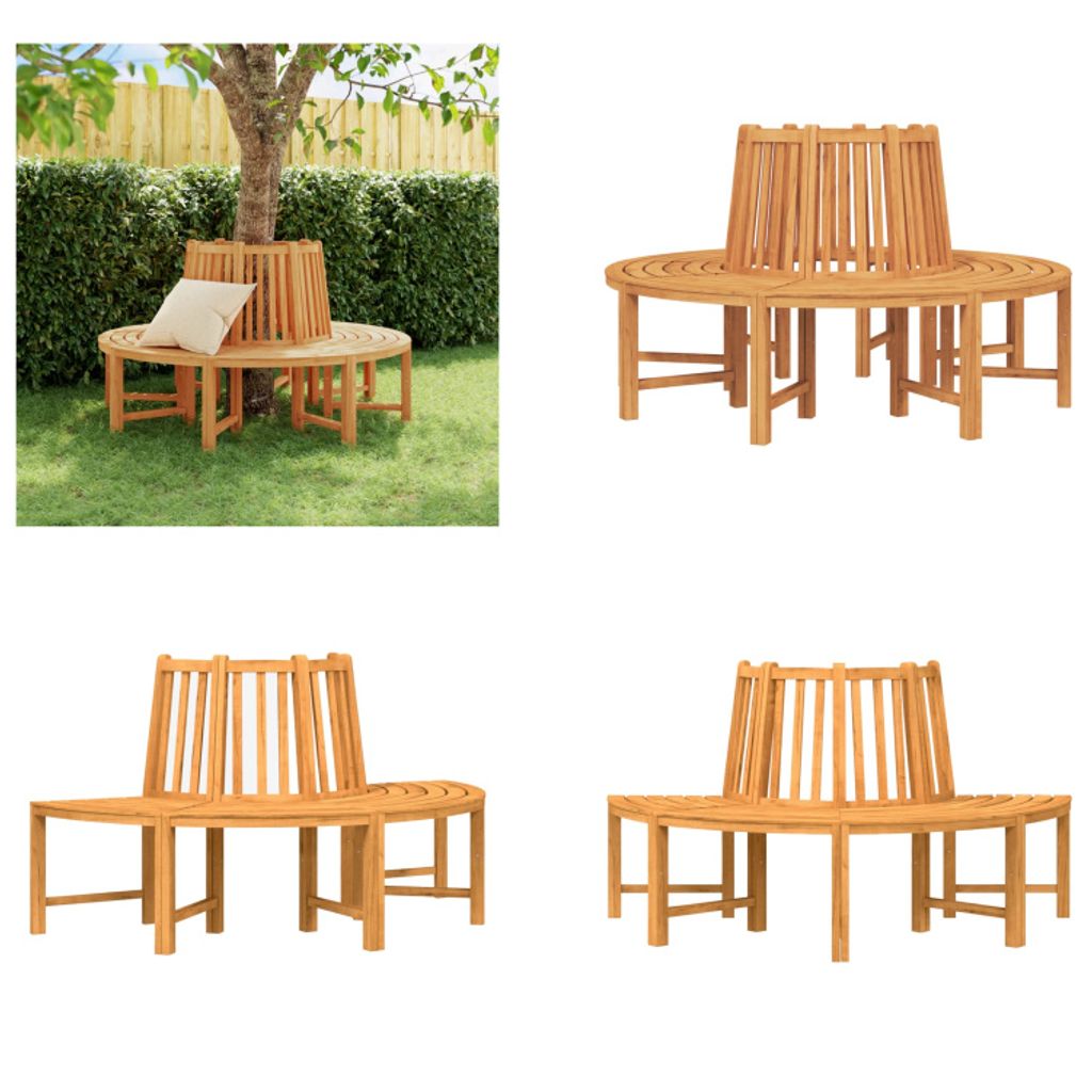 vidaXL Baumbänke 2 Stk. Halbrund Ø160 cm Massivholz Teak - Baumbank - Baumbänke - Bank - Sitzbank
