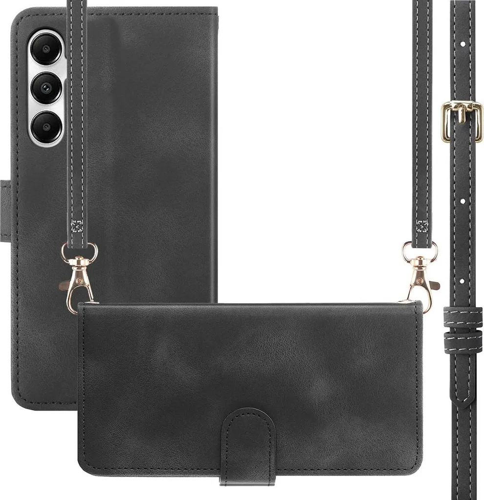 Custodia iMoshion Samsung A35 con Cordino - Protezione a Libro Nero