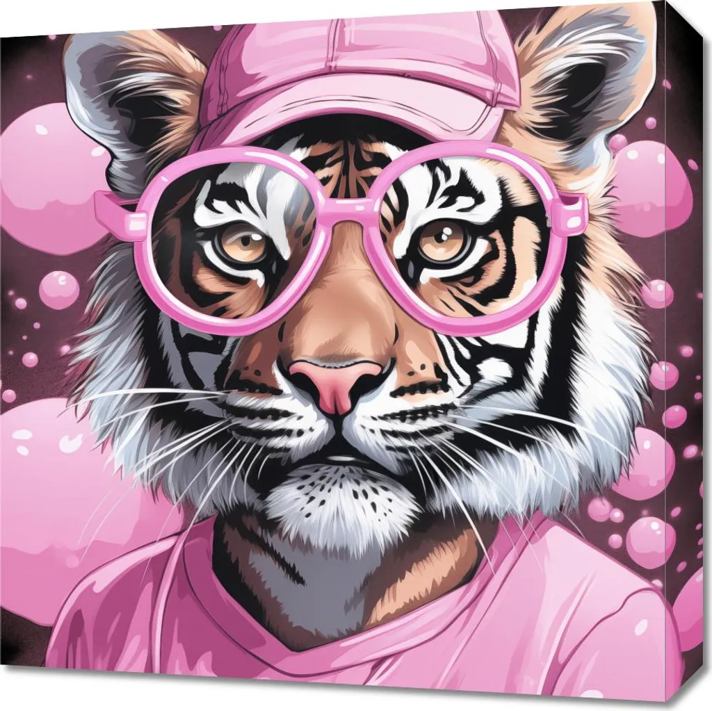 Wall Art Tigre Umano 50x50 - Stampa su Tela Moderna per Gaming Room