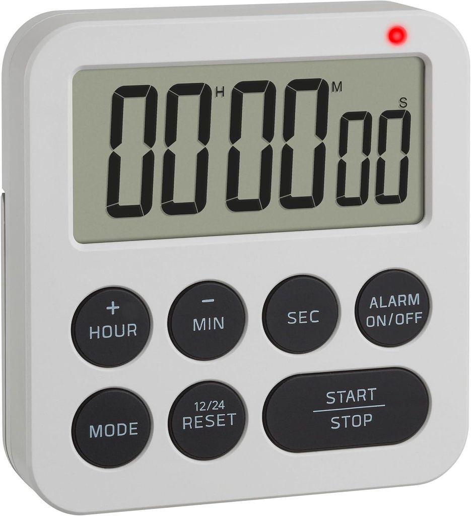 LIORQUE Digitaler Küchentimer Magnetisch Stoppuhr Timer mit Uhr, Magnet, 3-stufiger Lautstärke, LCD Anzeige für Kochen, Sport, Studieren, 2 AAA ...