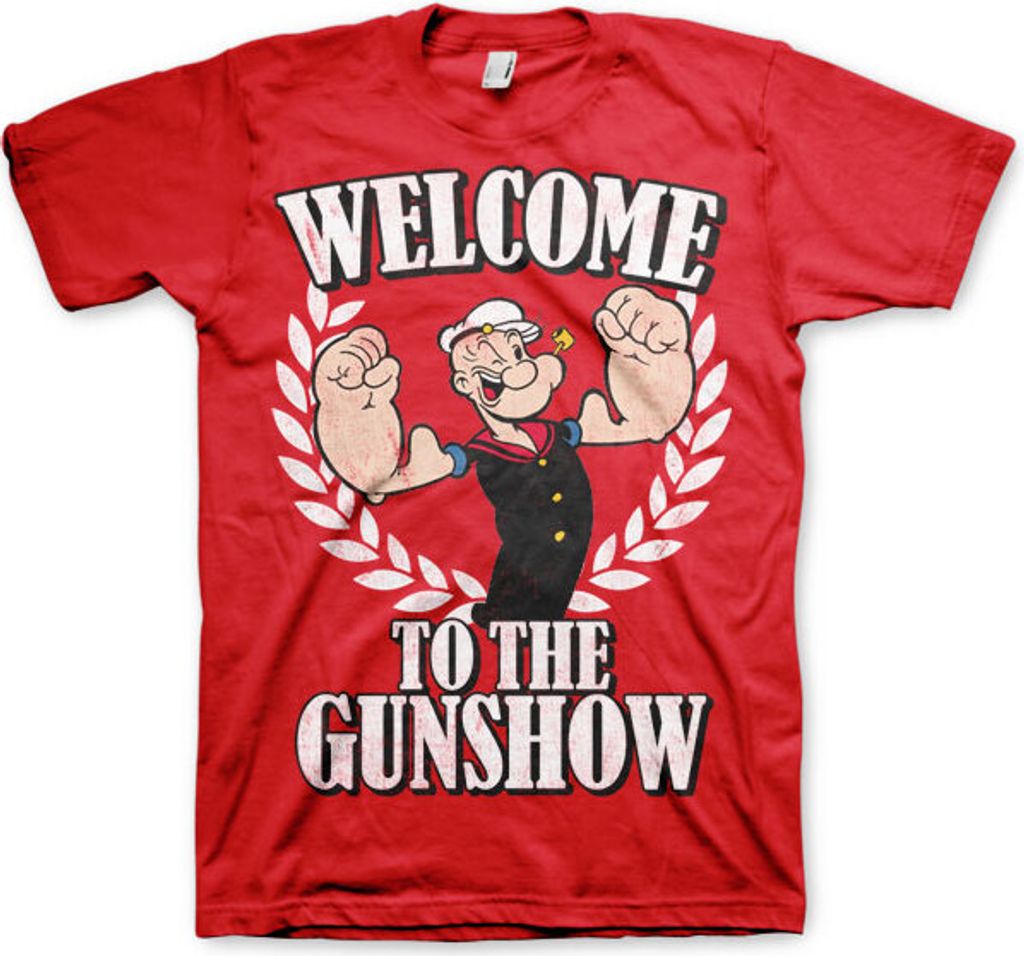 Popeye - Welcome To The Gunshow T-Shirt - Medium - Red
