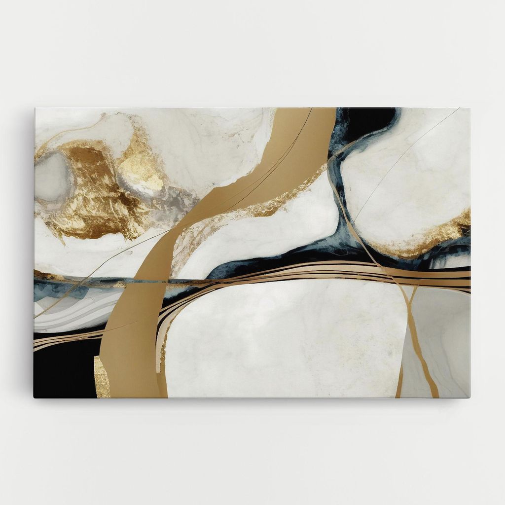 ARTHUB Leinwandbild 30x40 cm, Golden Blue Marble | Wohnzimmerdekoration, Hängende Bilder, Wanddekoration, Heimdekoration, Abstrakte, Abstrakte K...