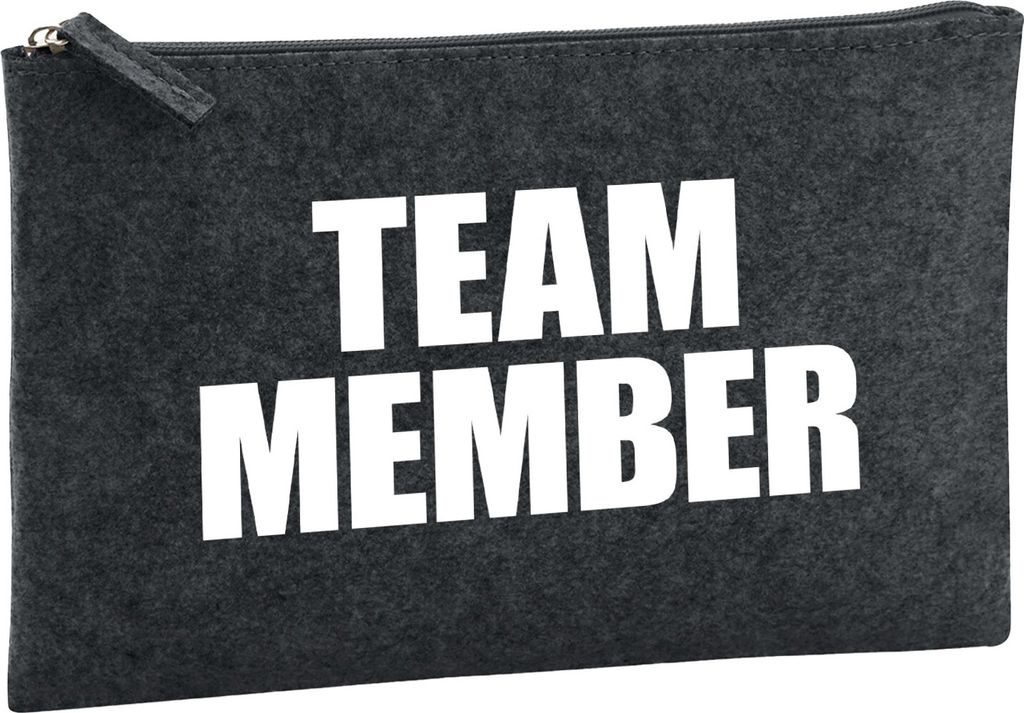 Huuraa Kulturbeutel Team Member Schriftzug 1 Liter Charcoal Filz Kosmetiktasche Geschenkidee