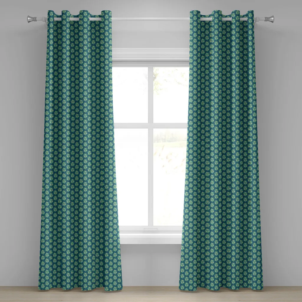 Tende Retrò ABAKUHAUS 280x225 cm - Arte Astratta in Verde e Blu