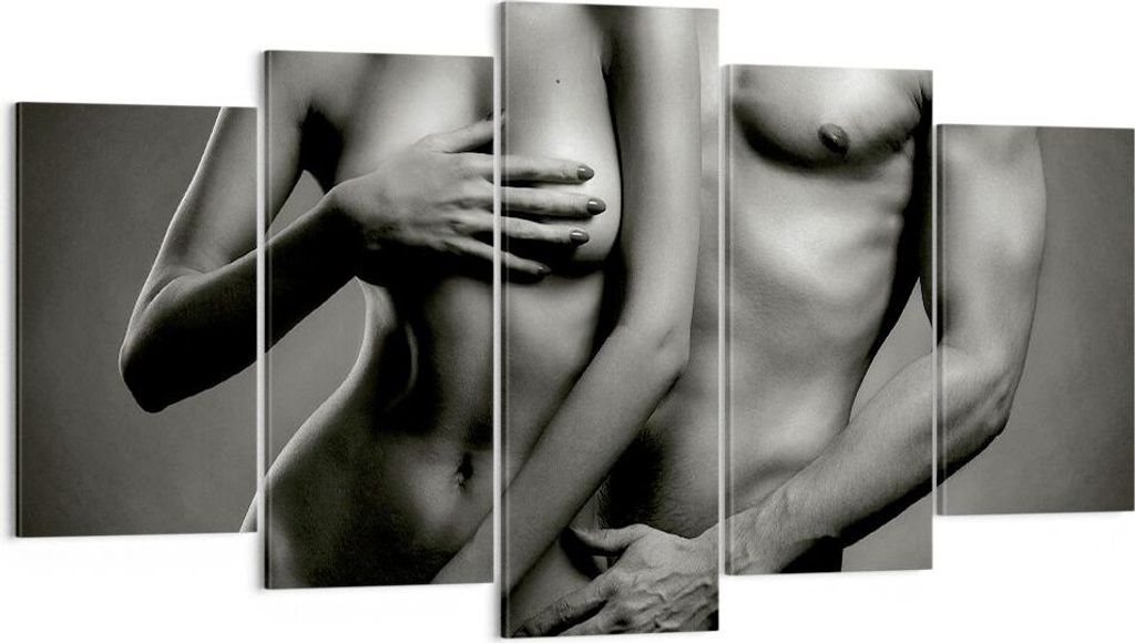 Bild auf Leinwand - Leinwandbild - Frau Mann Nackt Paar - 160x85cm - Wand Bild - Wanddeko - Leinwanddruck - Bilder - Kunstdruck - Wanddekoration - ...