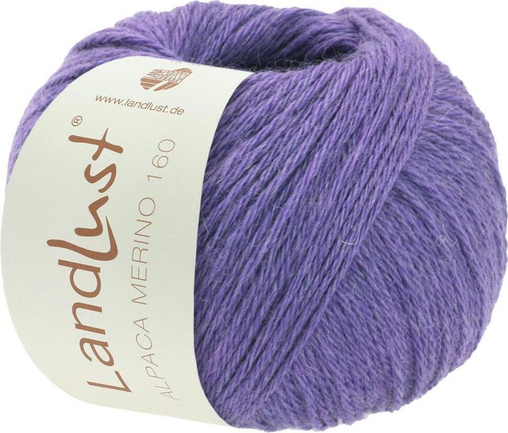 A ball of purple yarn with a label.