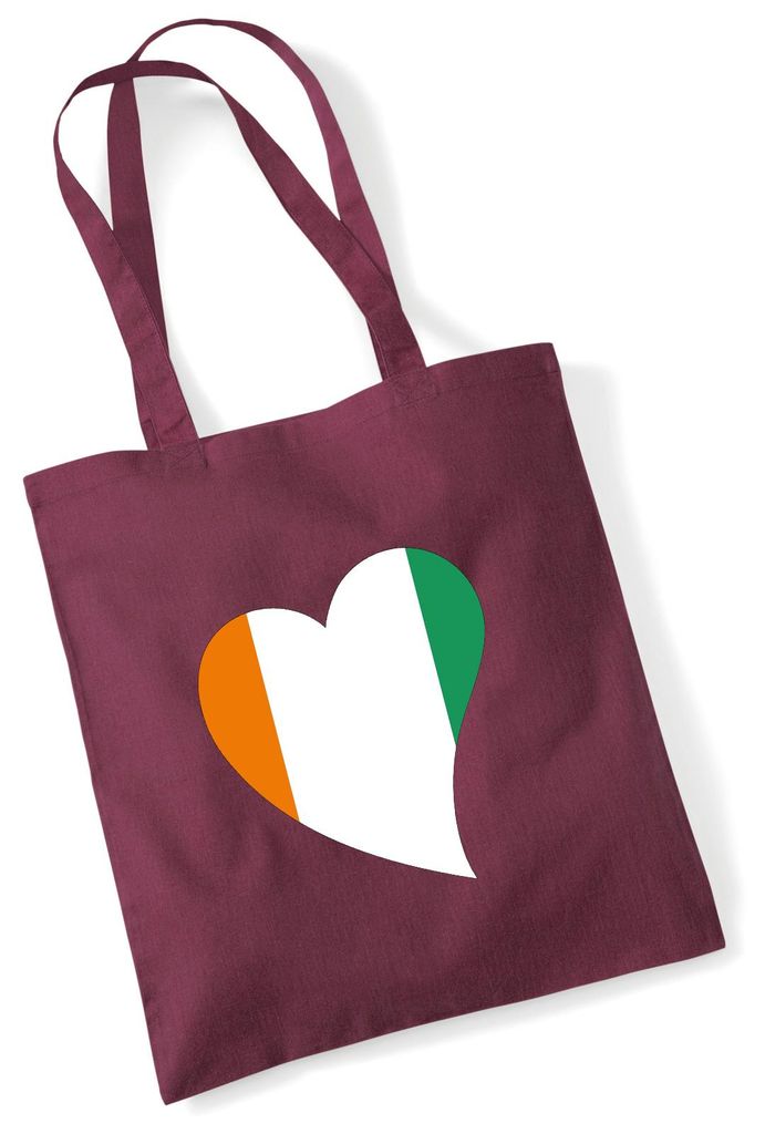 Huuraa Jutebeutel Elfenbeinküste Flagge Herz 10 Liter Burgundy Baumwolle Tasche Geschenkidee