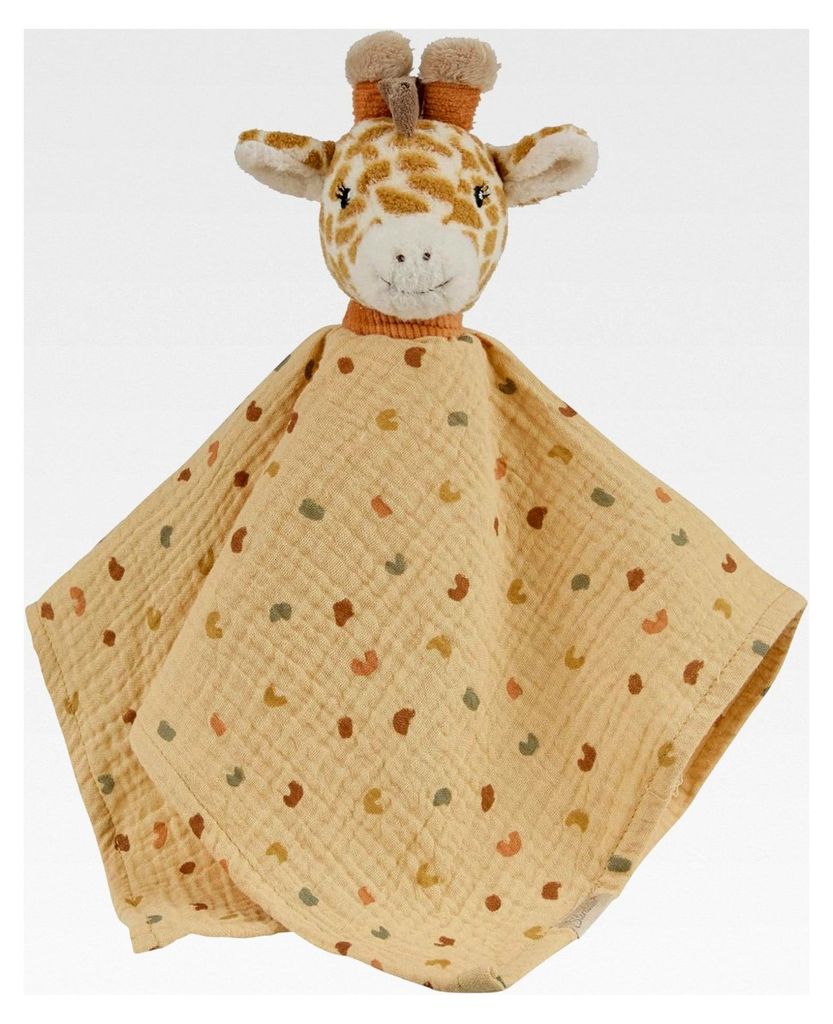 Schmusetuch Giraffe Kaya – Baby Schnuffeltuch aus Flausch und Cord – Mit Knoten zum Greifen – Weiche Polyesterwatte Füllung für Neugeborene...