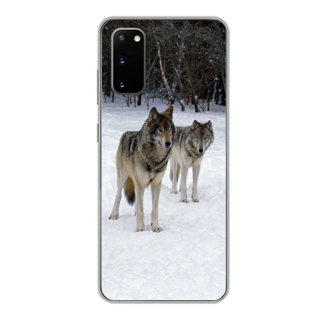 MuchoWow Handyhülle Schutzhülle Hülle für Samsung Galaxy S20 Wolf - Schnee - Kanada Silikon Softcase Handy Hülle - Bild