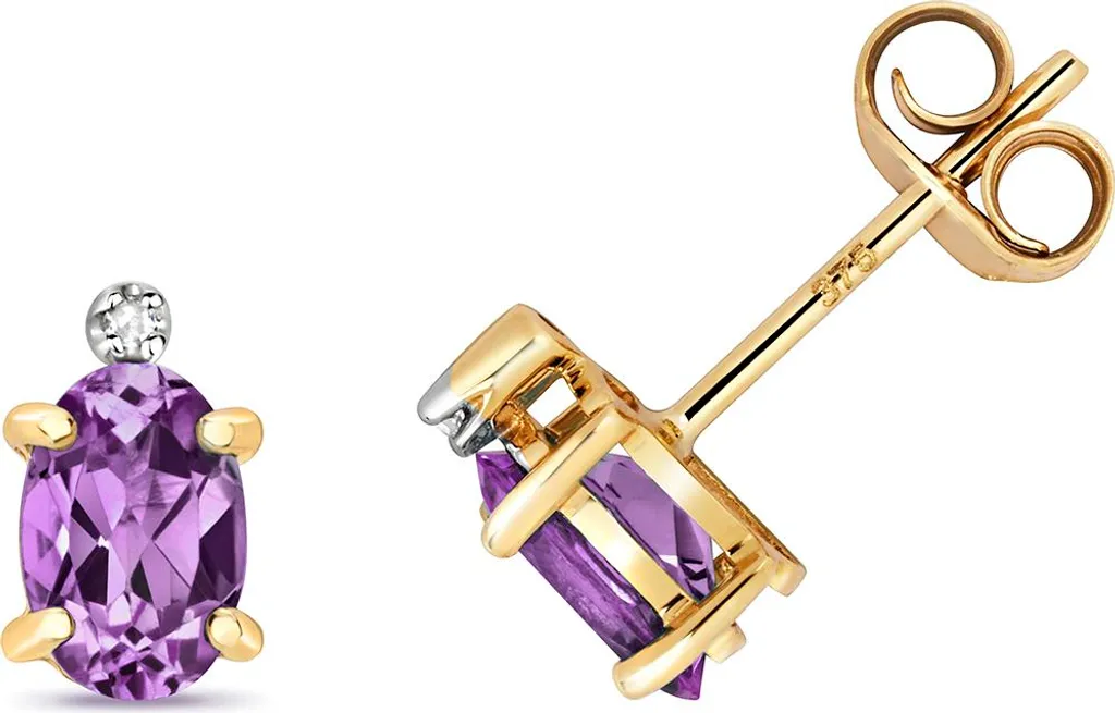Boucles d'Oreilles Dormeuses en Or, Diamant et Améthyste Violette